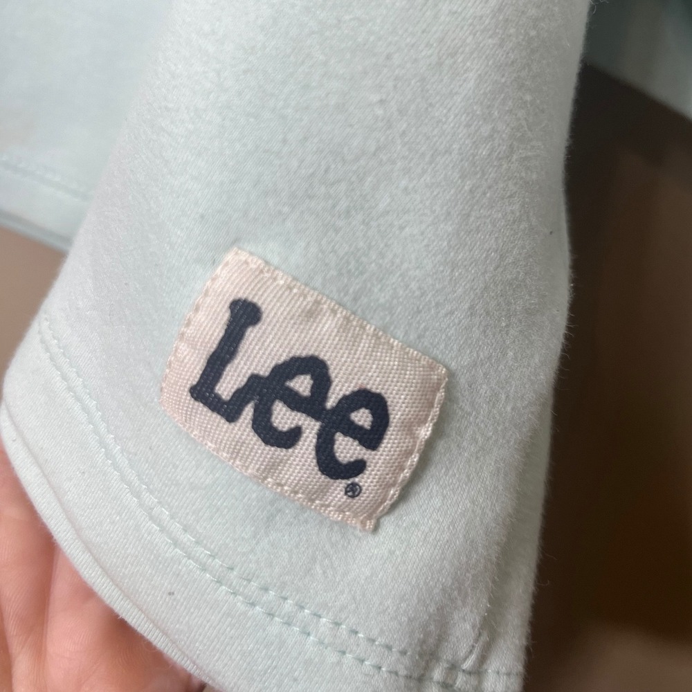 Lee Mint Green Cropped Sweatshirt Boxy Short Sleeve Crewneck Pastel Retro XL - Picture 5 of 9
